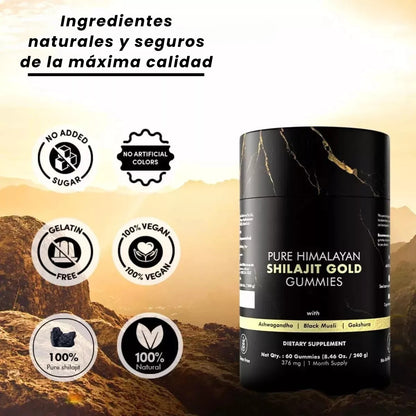 ShilajitGold – Gomitas de Shilajit Puro del Himalaya para Energía y Vitalidad