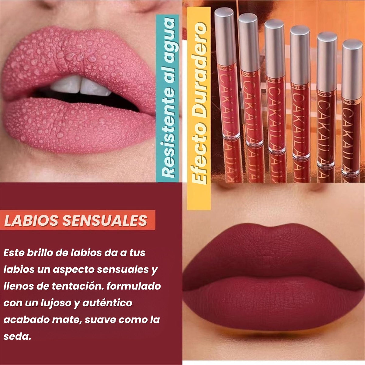 Cakaila™ - Set x6 Labiales Líquidos Matte